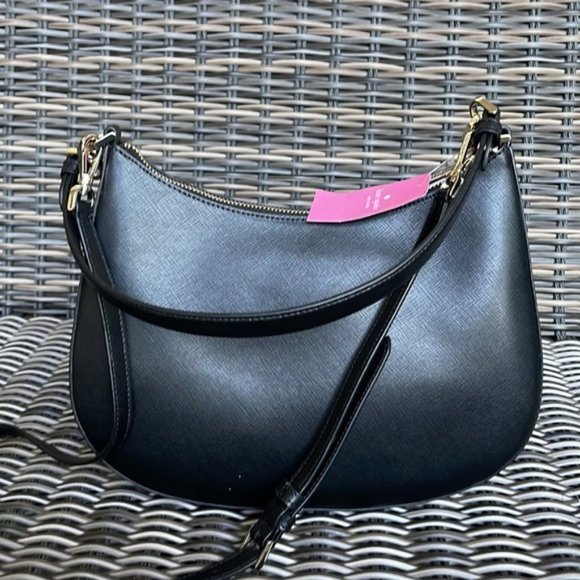 Kate Spade Staci Saffiano Leather Shoulder Bag Black - Picture 7 of 16